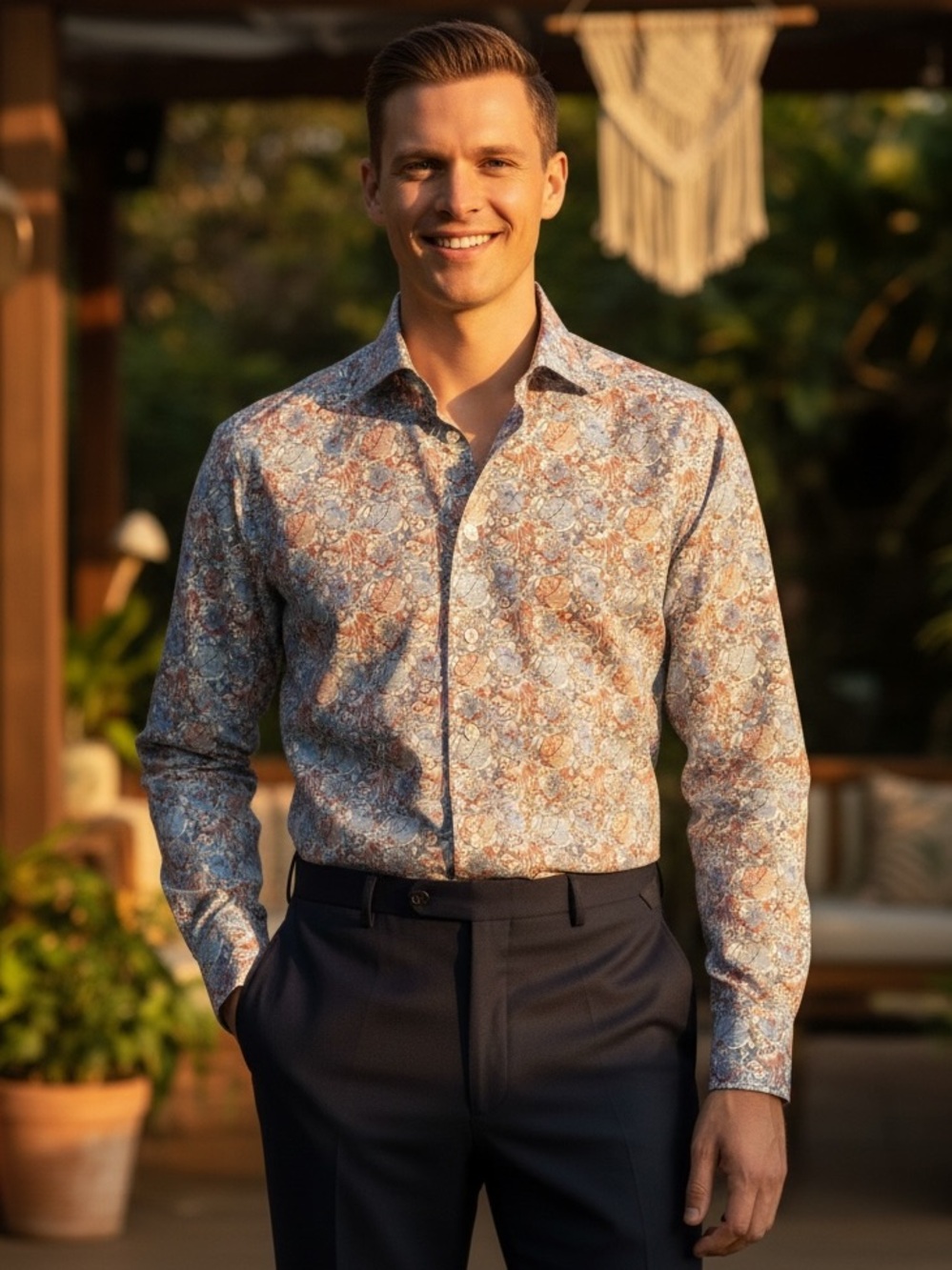 16.5” Eton Contemporary Fit Floral Dress Shirt